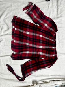 off shoulder red top