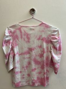 Pink Tie Dye Puff Sleeve Top