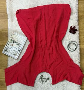 Vibrant Red Desi Short Kurti