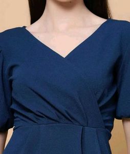 Stylish Navy Blue Puff Sleeve Dress
