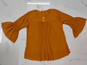 Mustard Yellow Bell Sleeve Top