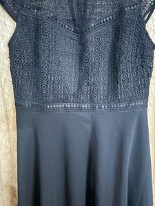 H&amp;M Navy Lace Detail A-line Dress