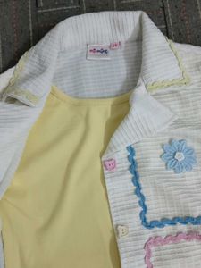#Girls White फ्लोरल क्रोशिया कॉर्ड सेट (Croche