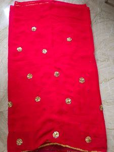 Beautiful Red georgette saree Like New