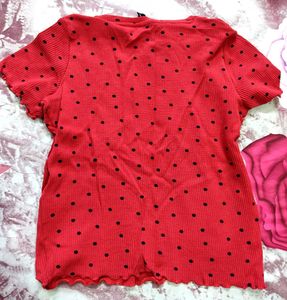 ❤️‍🔥Red❤️‍🔥 Polka Dot Fitted Tee