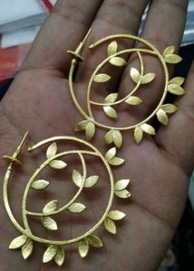 Boho Leaf Hoop Earrings