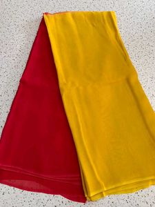 Vibrant Red &amp;👗 Yellow Saree