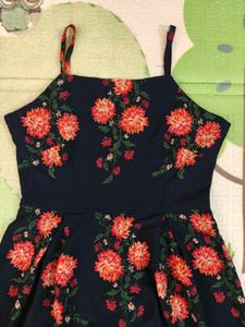Women Summer Floral Blue Spaghetti Dress