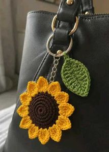 Crocheted Sunflower Keychain
