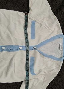 y2k cute White Knit Top with Blue Trim