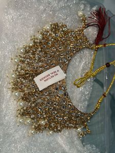 Gold Tone Kundan &amp; Pearls Bridal Choker Necklace S