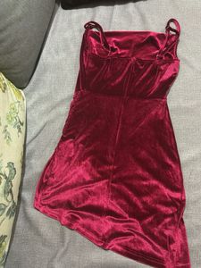Burgundy Velvet Mini Dress