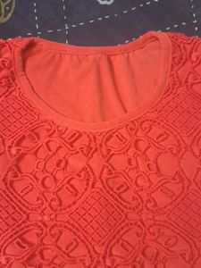 Chic Coral Lace Shift Dress
