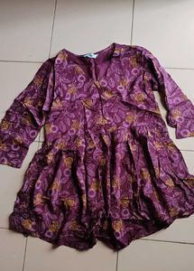 Purple Floral Print Kurta