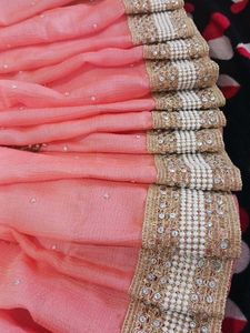 Beautiful peach Pink Embellished Saree