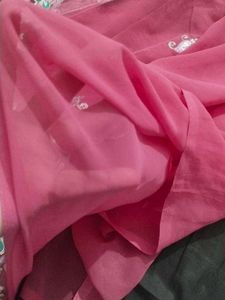 Elegant Pink Embroidered Saree