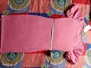 Chic Puff Sleeve Textured Pink Dress || celebrity