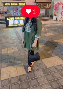 Embroidered Green short Kurta