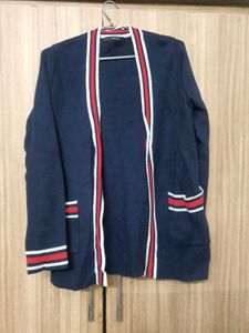 Navy Blue Striped Cardigan