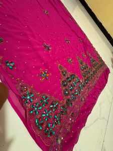 Vibrant Pink Embellished Saree