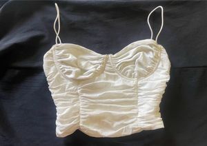Pretty White Ruched Corset Top