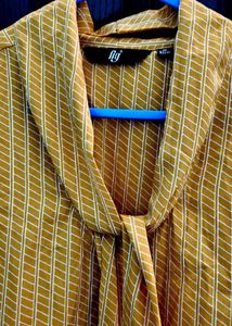 Stylish Yellow Striped Bow Blouse