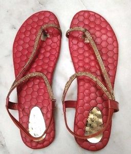 Red Jeweled Sandals