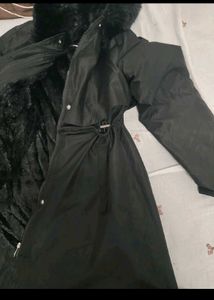 Chic Black Faux Fur Hooded Jacket