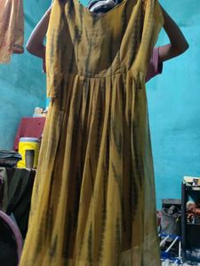 Yellow Tie-Dye Ethnic Gown