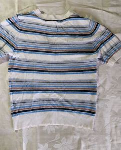 Striped V-Neck Knit Sweater