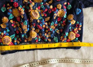 Embroidered Navy Blue Blouse