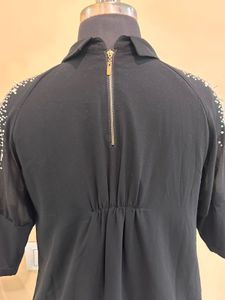 Black Blouse with Beaded Detail