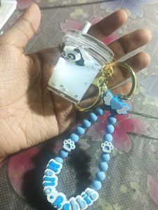 Cute Panda Bubble Tea Keychain with charm