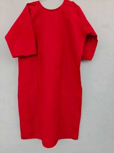 Red Kurta with Bird Embroidery