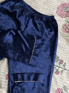 Navy Blue Silk Palazzos