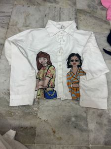 Graphic Print Button-Up Shirt