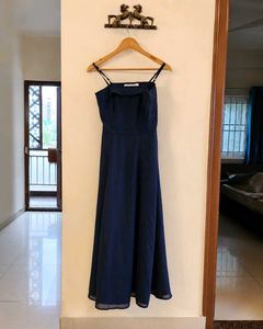 Navy Blue Adjustable Strap Maxi Dress Size S