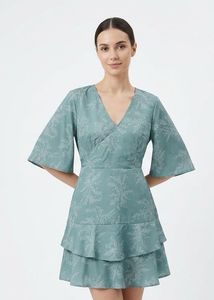 Philippines Elegant Teal Floral Mini Dress
