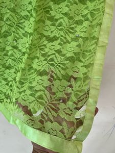 Lime Green Lace Saree with Embellishments