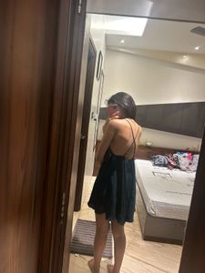 criss cross halter neck backless green dress