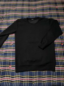 H&amp;M Black Textured Crew Neck T-shirt