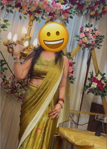 Beautiful Olive Green Floral Saree
