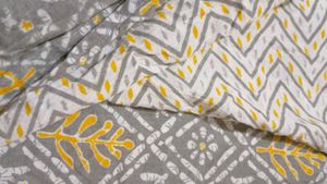 Grey &amp; Yellow Print Kurti Without Dupatta