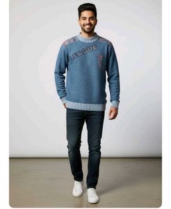 Stylish Blue League Sweater..New h