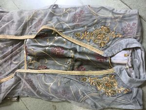 Elegant Grey Floral Lehenga Set