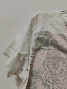Distressed Graphic Print V-Neck Tee