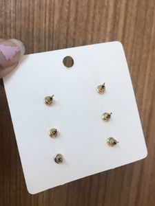 Set Of 3 Heart And Diamond Stud Earrings