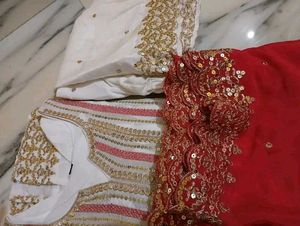 Elegant White Kurta Set with Pink Dupatta