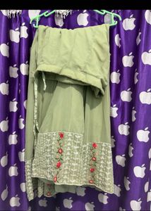 Peplum style green Embroidered Kurta Set