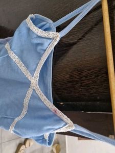 Cute Blue Lace Trim Cami Top